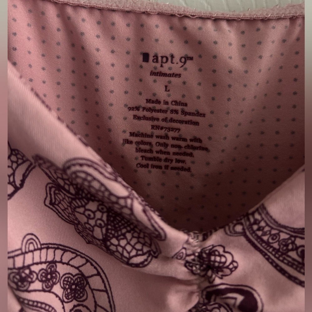 Apt. 9 Intimates Pair of Coquette Paisley Polka Dot Sleep Wear Tops with Bows LG - Picture 2 of 5